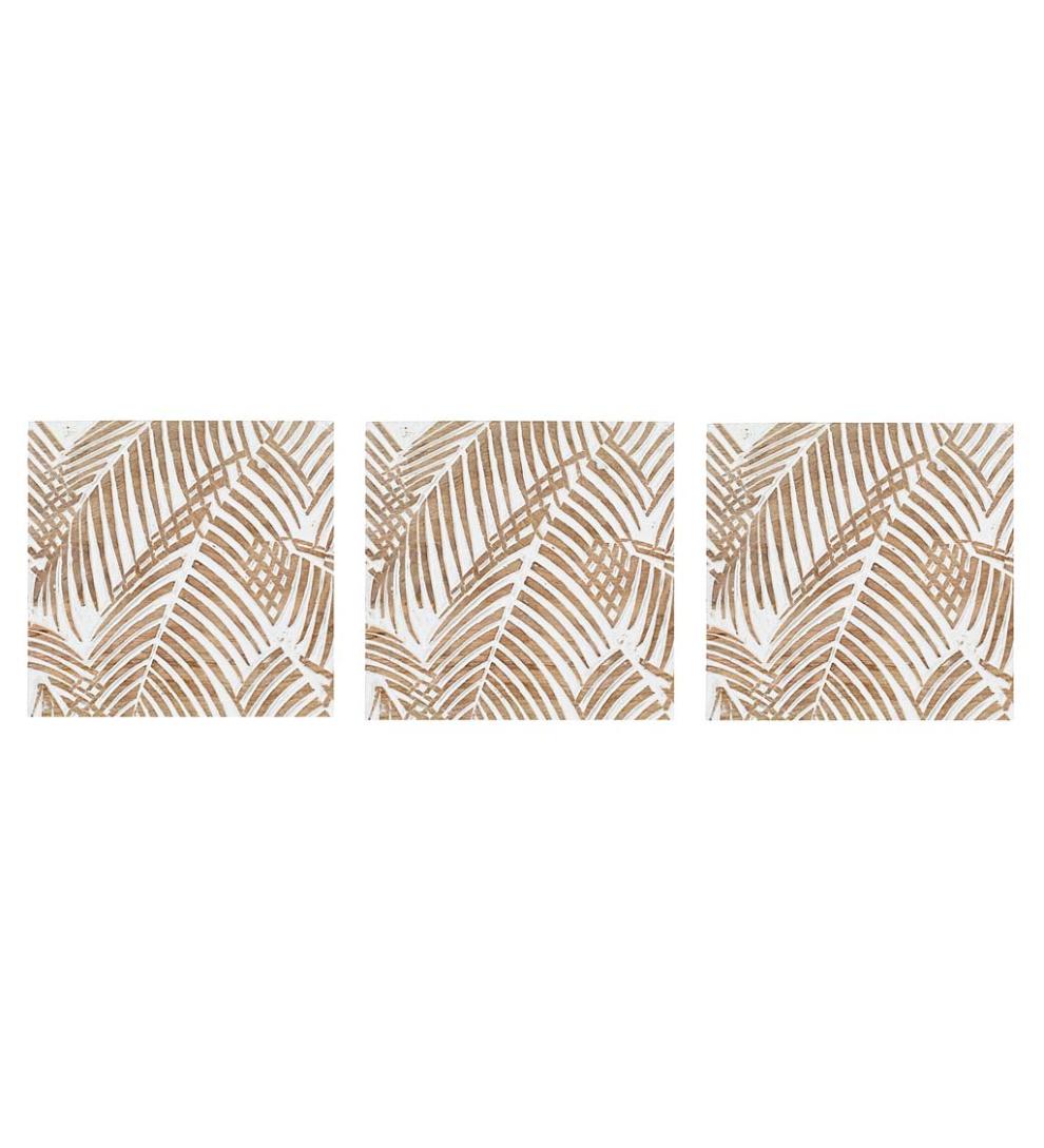 Plow & Hearth Home Accents Indoor Living Three Panel White Washed Tropical Wall Art