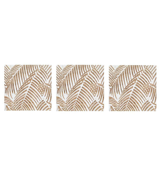 Plow & Hearth Home Accents Indoor Living Three Panel White Washed Tropical Wall Art