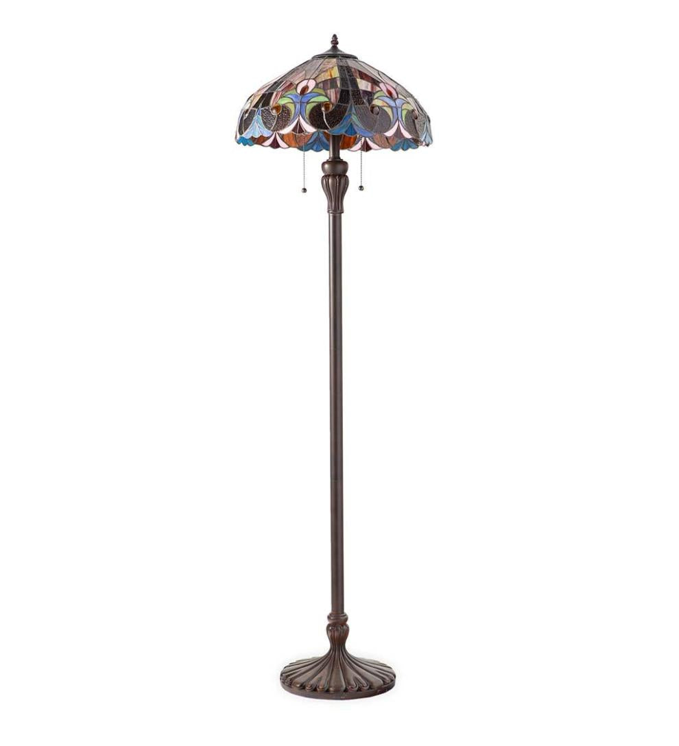 Plow & Hearth Home Accents Indoor Living Tiffany-Inspired Stained Glass Dual-Bulb Floor Lamp