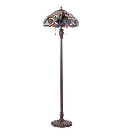 Plow & Hearth Home Accents Indoor Living Tiffany-Inspired Stained Glass Dual-Bulb Floor Lamp