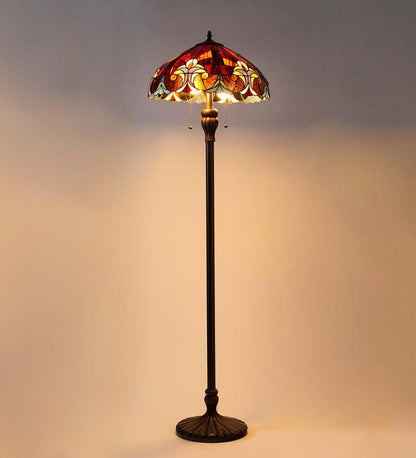 Plow & Hearth Home Accents Indoor Living Tiffany-Inspired Stained Glass Dual-Bulb Floor Lamp