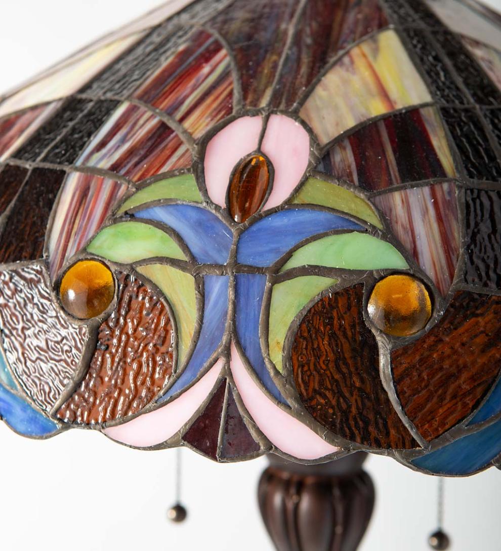 Plow & Hearth Home Accents Indoor Living Tiffany-Inspired Stained Glass Dual-Bulb Floor Lamp