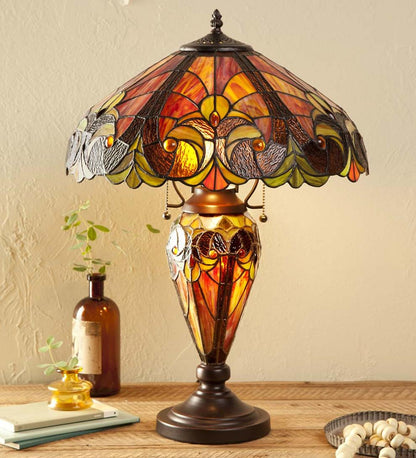 Plow & Hearth Home Accents Indoor Living Tiffany Style Stained Glass Table Lamp