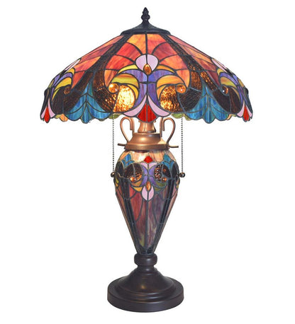 Plow & Hearth Home Accents Indoor Living Tiffany Style Stained Glass Table Lamp