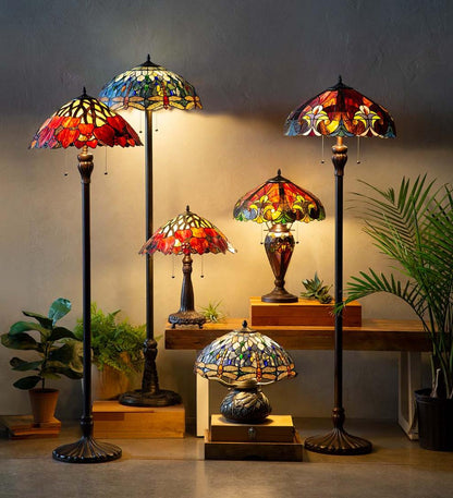 Plow & Hearth Home Accents Indoor Living Tiffany Style Stained Glass Table Lamp