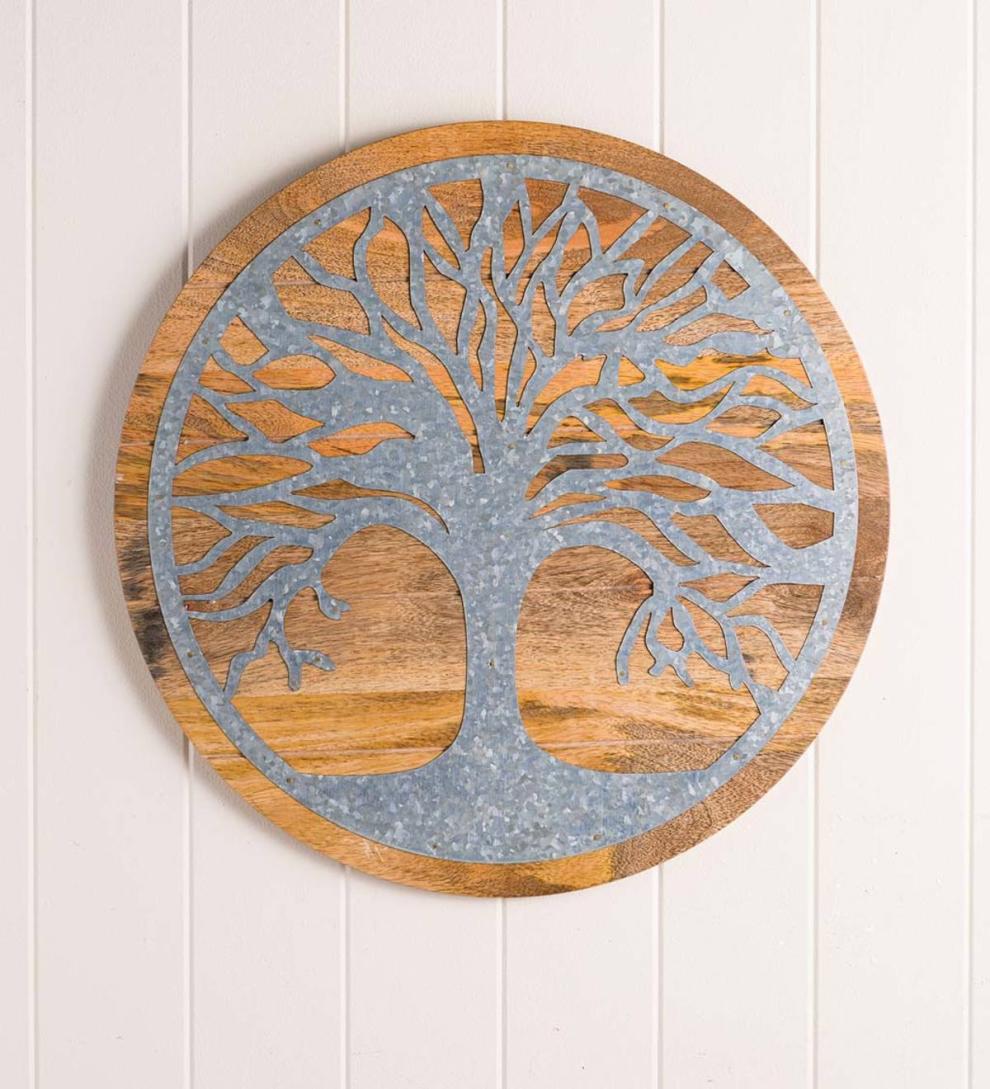 Plow & Hearth Home Accents Indoor Living Tree Of Life Wood And Metal Wall Art