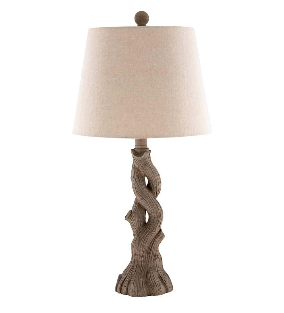 Plow & Hearth Home Accents Indoor Living Twisted Branch Table Lamp With Natural Linen Shade