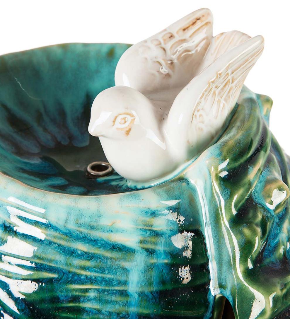 Plow & Hearth Home Accents Indoor Living Two Birds Ceramic Fountain