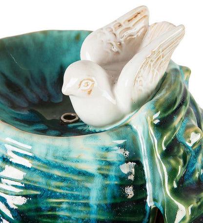 Plow & Hearth Home Accents Indoor Living Two Birds Ceramic Fountain