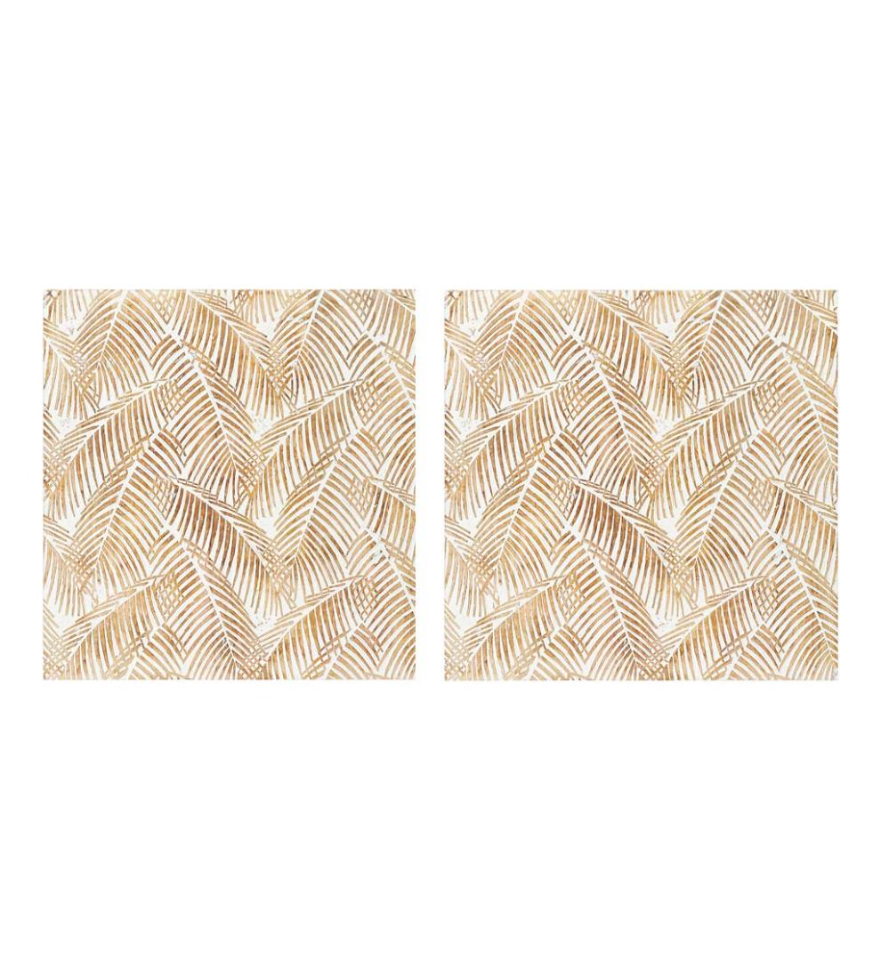 Plow & Hearth Home Accents Indoor Living Two Panel White Washed Tropical Wall Art