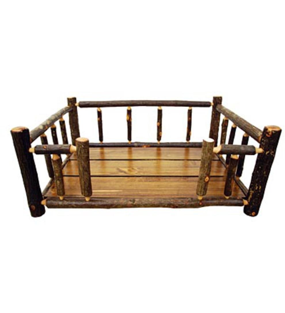 Plow & Hearth Home Accents Indoor Living Usa-Made Handcrafted Hickory Dog Rail Bed