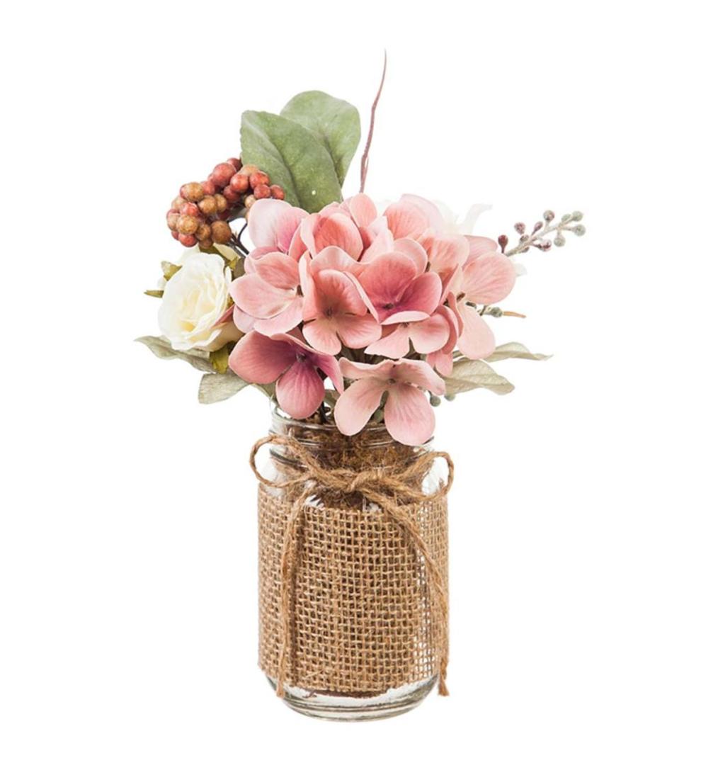 Plow & Hearth Home Accents Indoor Living Vintage Rose And Pink Hydrangea Floral Arrangement
