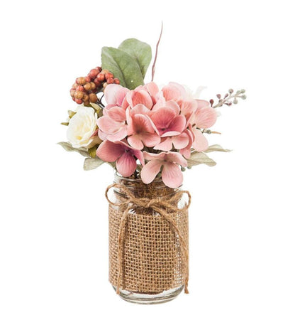 Plow & Hearth Home Accents Indoor Living Vintage Rose And Pink Hydrangea Floral Arrangement