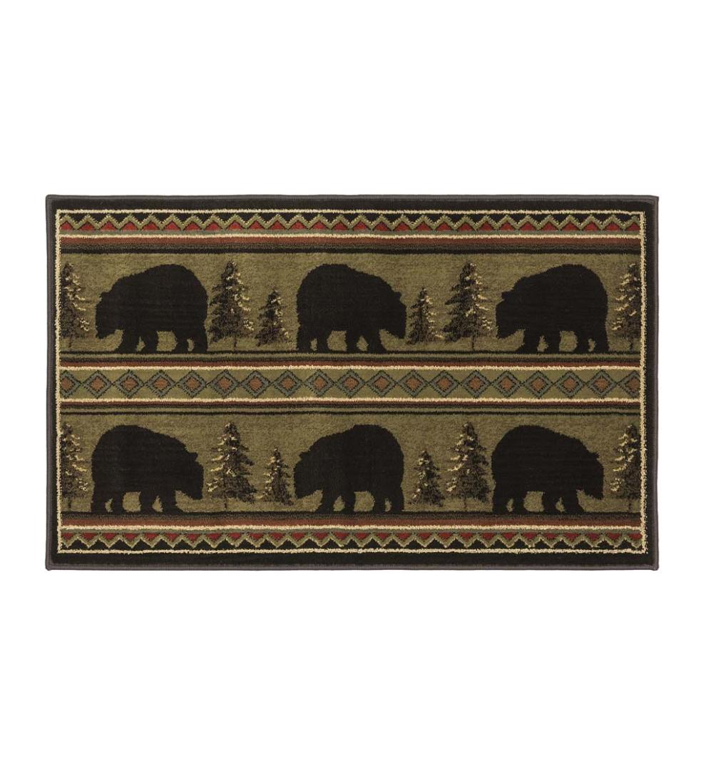 Plow & Hearth Home Accents Indoor Living Vista Bears In Evergreen Rug