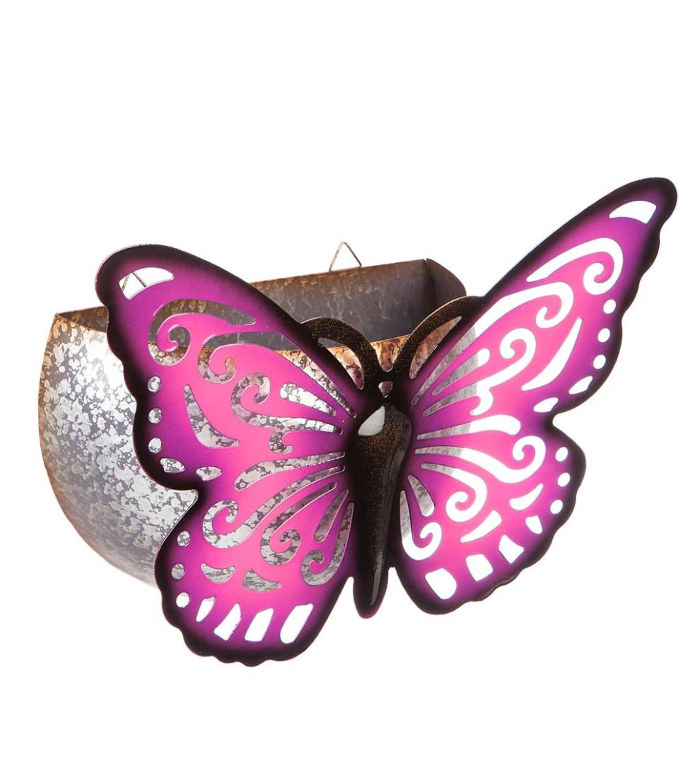 Plow & Hearth Home Accents Indoor Living Wall Mounted Butterfly Planter - Purple