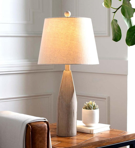 Plow & Hearth Home Accents Indoor Living Weathered Wood Table Lamp With Natural Linen Shade