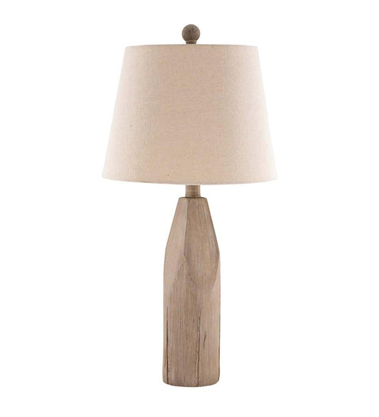 Plow & Hearth Home Accents Indoor Living Weathered Wood Table Lamp With Natural Linen Shade