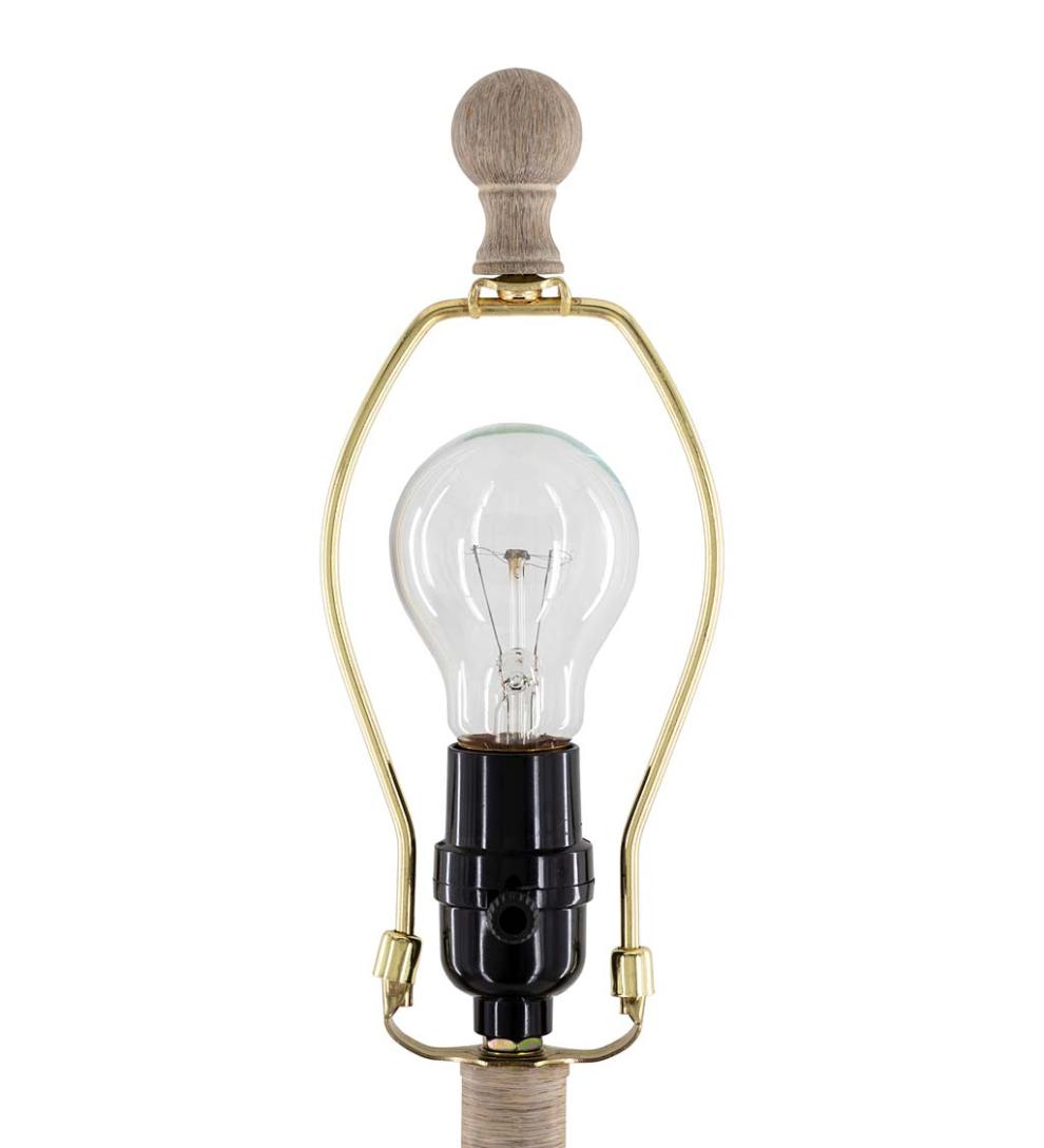 Plow & Hearth Home Accents Indoor Living Weathered Wood Table Lamp With Natural Linen Shade