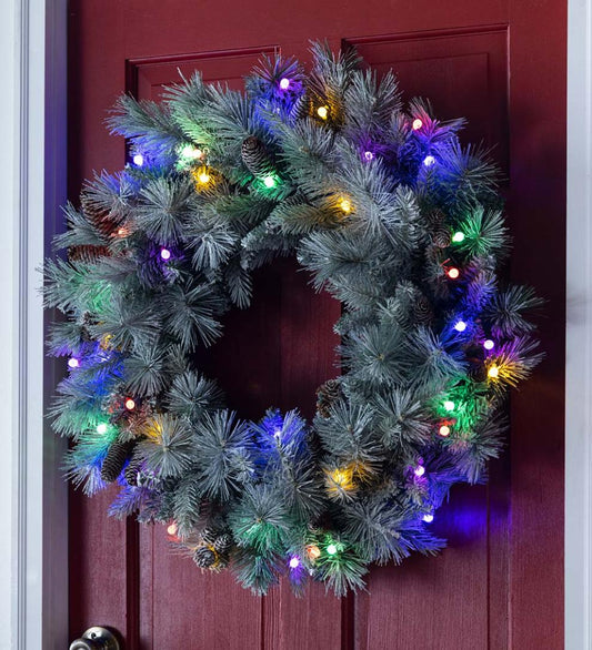Plow & Hearth Home Accents Indoor Living Winter Frost Lighted Holiday Wreath