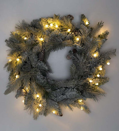 Plow & Hearth Home Accents Indoor Living Winter Frost Lighted Holiday Wreath
