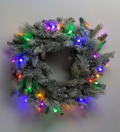Plow & Hearth Home Accents Indoor Living Winter Frost Lighted Holiday Wreath
