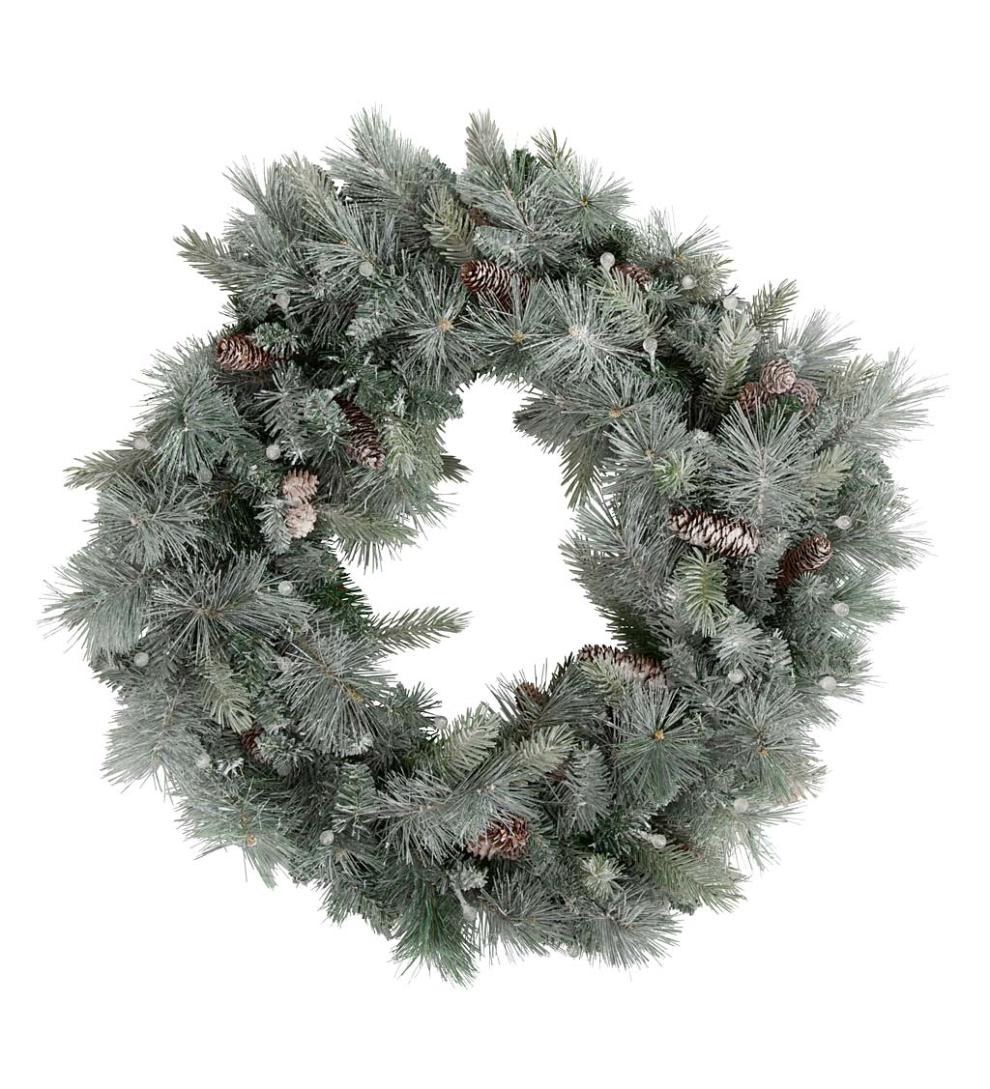 Plow & Hearth Home Accents Indoor Living Winter Frost Lighted Holiday Wreath