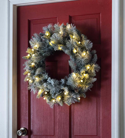 Plow & Hearth Home Accents Indoor Living Winter Frost Lighted Holiday Wreath