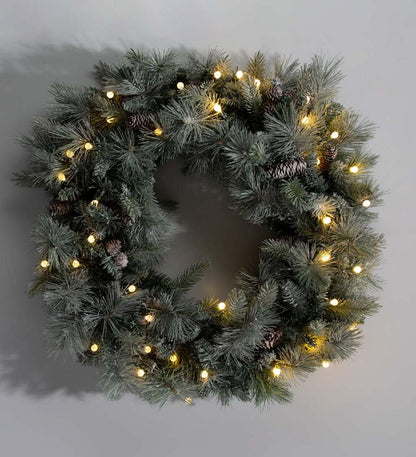 Plow & Hearth Home Accents Indoor Living Winter Frost Lighted Holiday Wreath