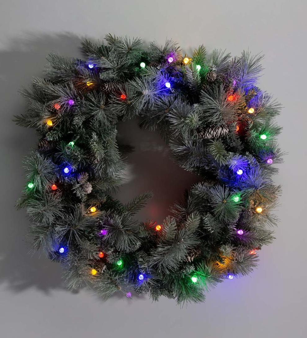 Plow & Hearth Home Accents Indoor Living Winter Frost Lighted Holiday Wreath