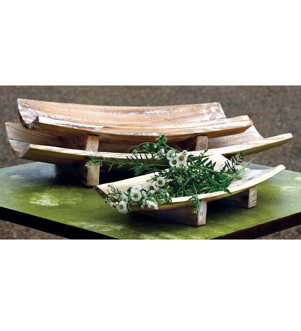 Plow & Hearth Home Accents Indoor Living Wooden Rectangular Trays, Set Of 3