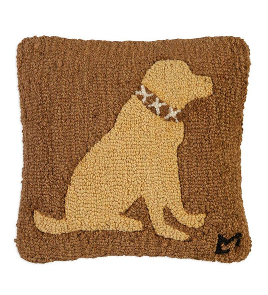 Plow & Hearth Home Accents Indoor Living Yellow Lab Hand-Hooked Wool Throw Pillow