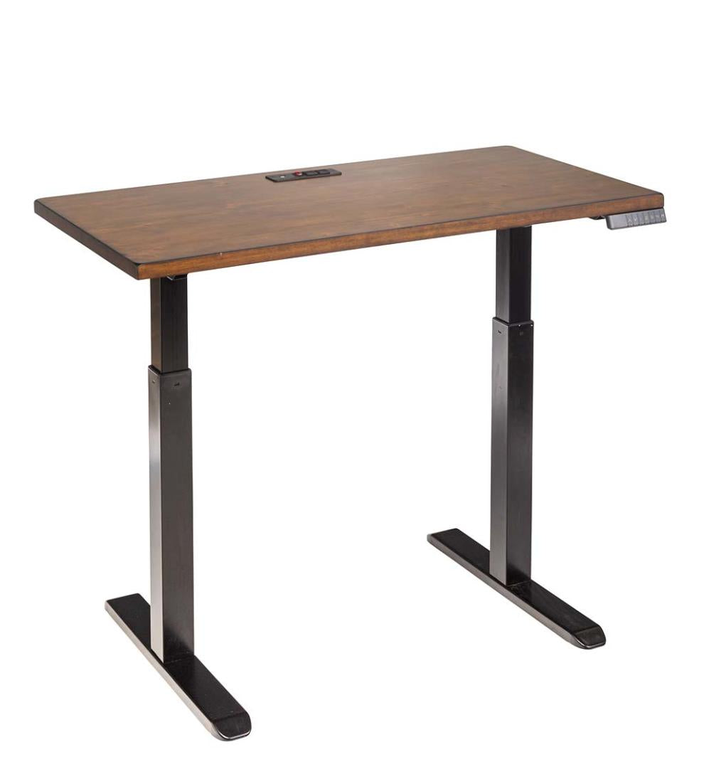 Plow & Hearth Home Office Indoor Living Adjustable Height Electric Desk With Power Station