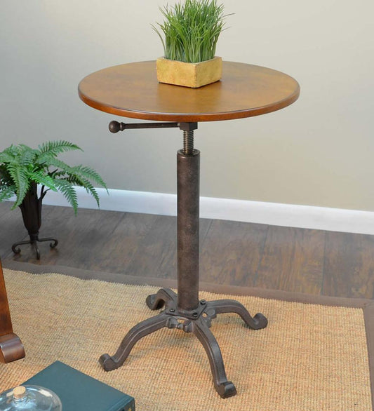 Plow & Hearth Home Office Indoor Living Adjustable Height Mango Wood And Metal Accent Table - Chestnut