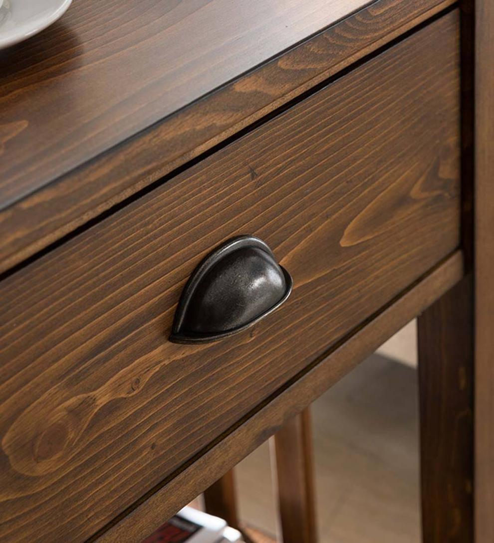Plow & Hearth Home Office Indoor Living Arts And Crafts Mission Side Table With Charging Station - Oak