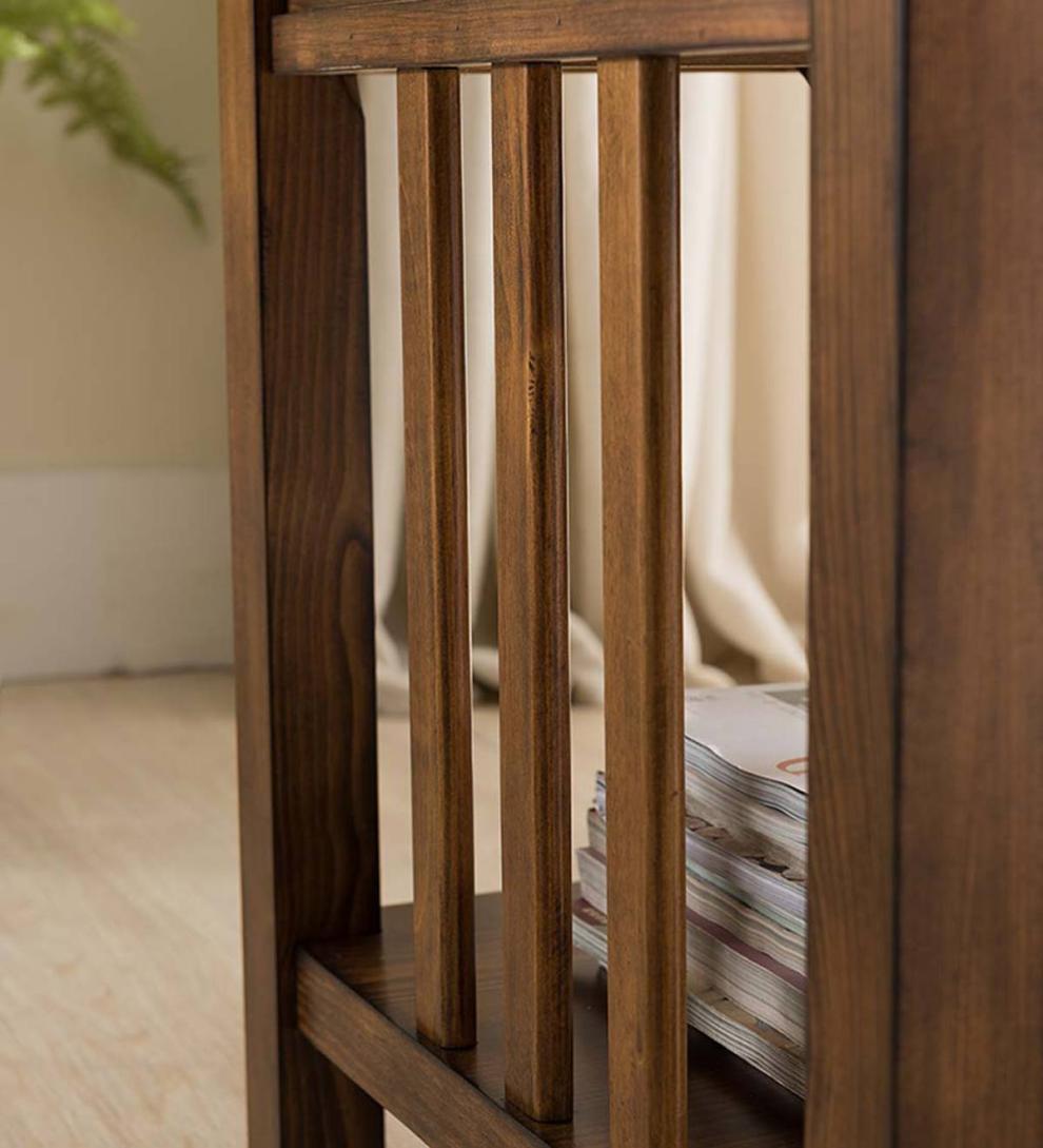 Plow & Hearth Home Office Indoor Living Arts And Crafts Mission Side Table With Charging Station - Oak