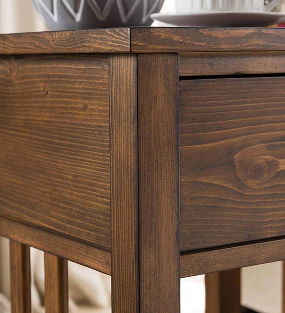 Plow & Hearth Home Office Indoor Living Arts And Crafts Mission Side Table With Charging Station - Oak