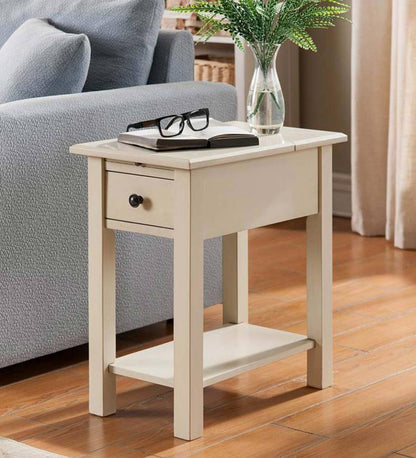 Plow & Hearth Home Office Indoor Living Benton Side Table With Charging Station - Black