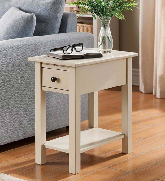 Plow & Hearth Home Office Indoor Living Benton Side Table With Charging Station - Black