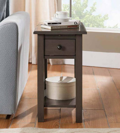 Plow & Hearth Home Office Indoor Living Benton Side Table With Charging Station - Black