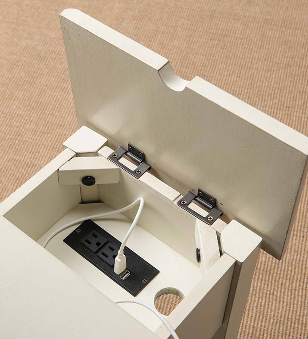 Plow & Hearth Home Office Indoor Living Benton Side Table With Charging Station - Black