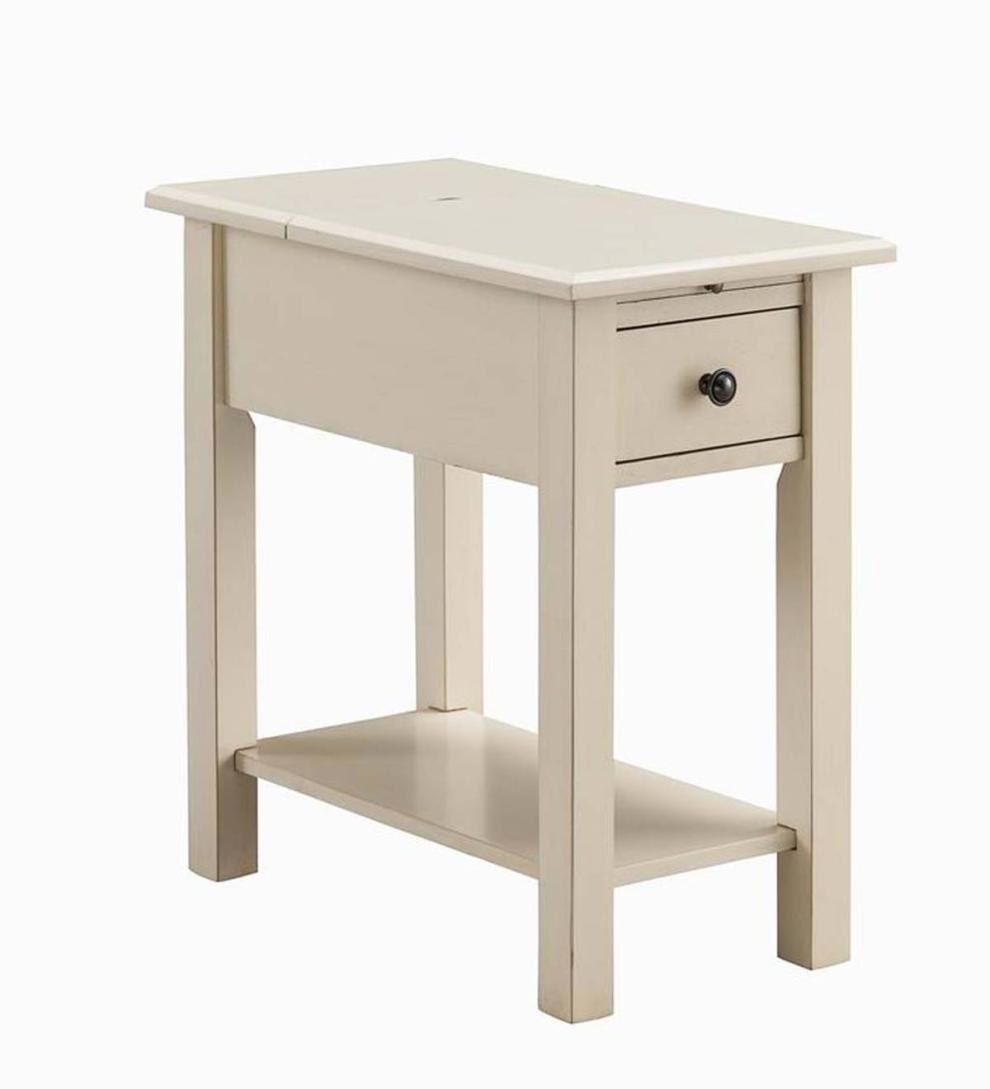 Plow & Hearth Home Office Indoor Living Benton Side Table With Charging Station - Black