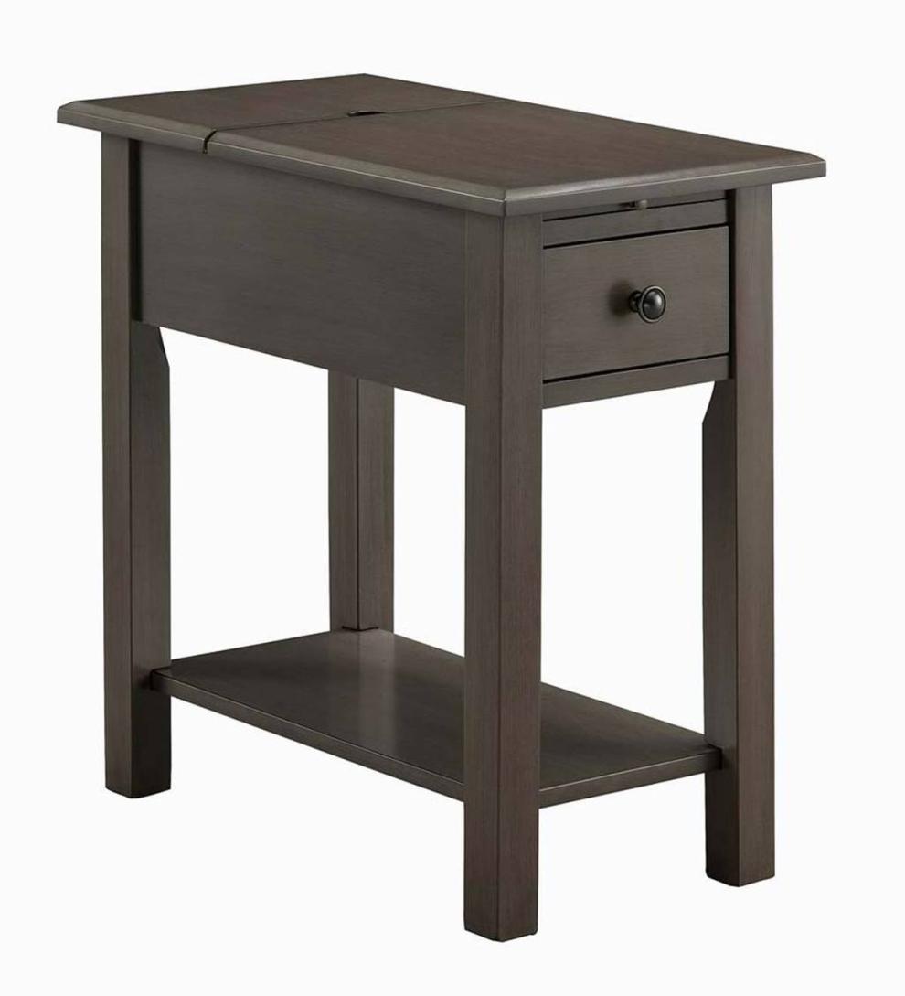 Plow & Hearth Home Office Indoor Living Benton Side Table With Charging Station - Black