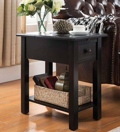 Plow & Hearth Home Office Indoor Living Benton Side Table With Charging Station - Black