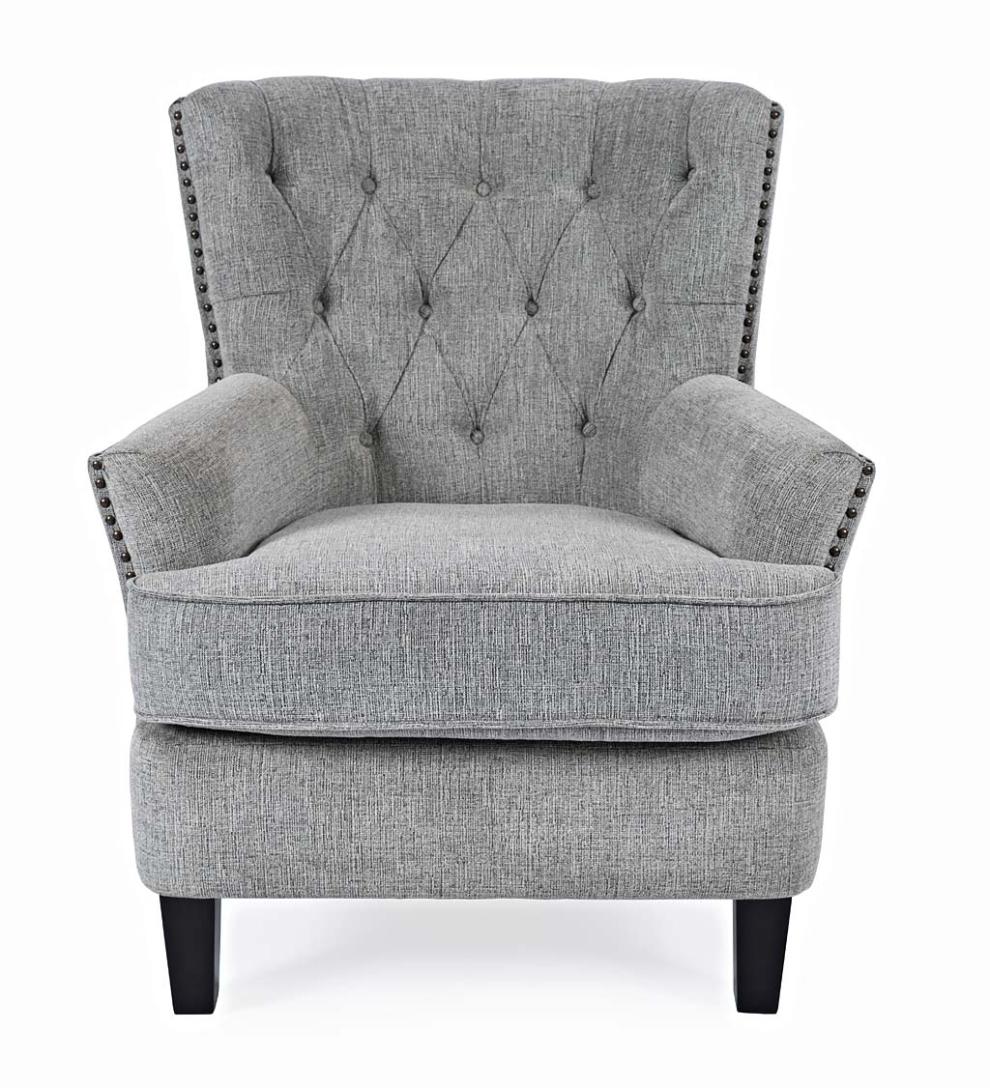 Plow & Hearth Home Office Indoor Living Beverly Tufted Accent Chair With Nailhead Trim - Ash