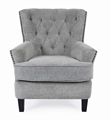 Plow & Hearth Home Office Indoor Living Beverly Tufted Accent Chair With Nailhead Trim - Ash