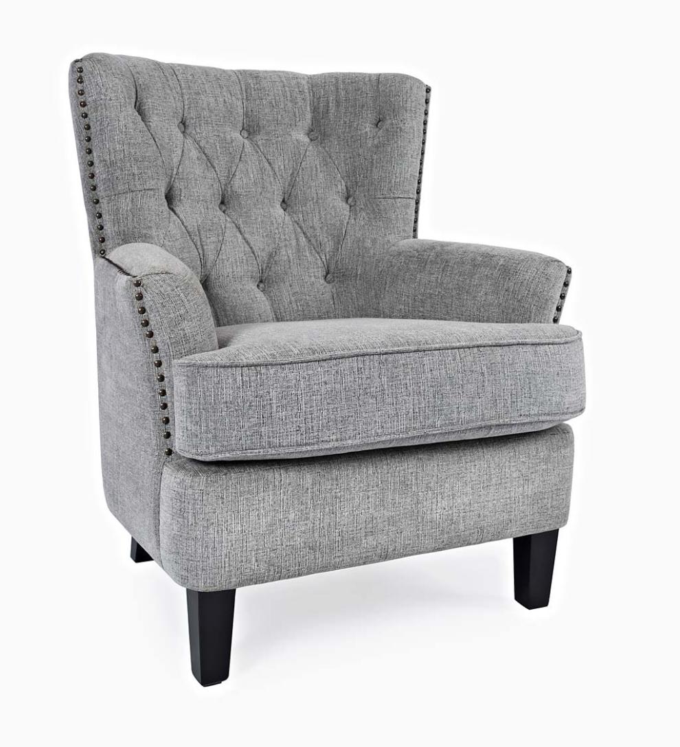 Plow & Hearth Home Office Indoor Living Beverly Tufted Accent Chair With Nailhead Trim - Ash