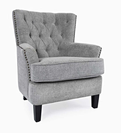 Plow & Hearth Home Office Indoor Living Beverly Tufted Accent Chair With Nailhead Trim - Ash