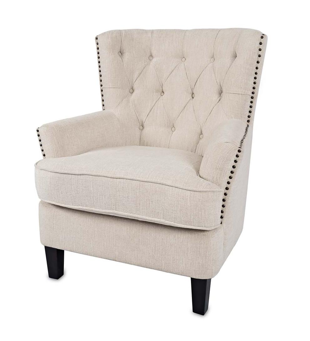 Plow & Hearth Home Office Indoor Living Beverly Tufted Accent Chair With Nailhead Trim - Ash