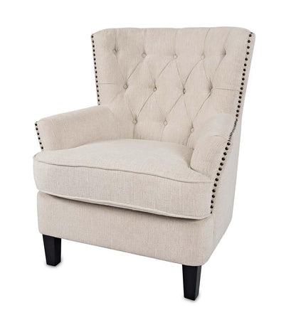 Plow & Hearth Home Office Indoor Living Beverly Tufted Accent Chair With Nailhead Trim - Ash