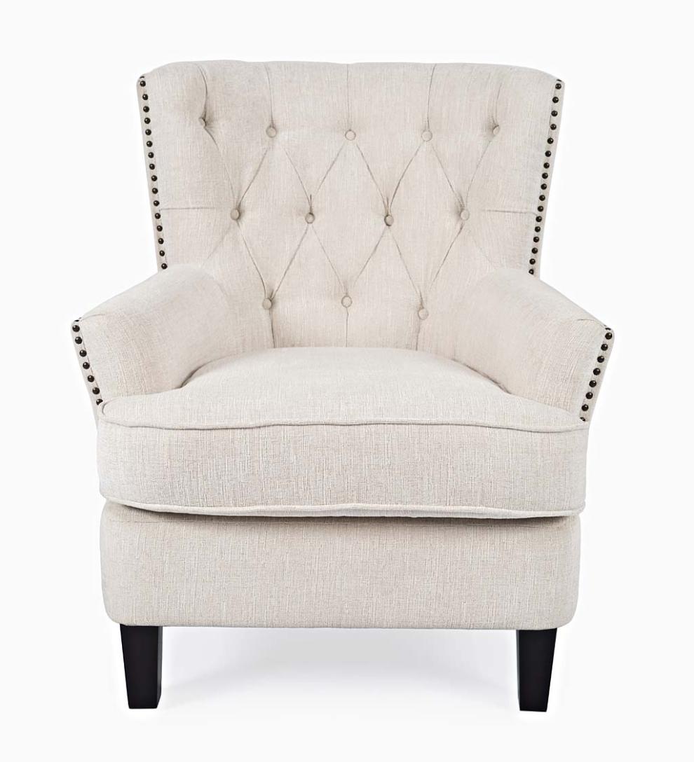 Plow & Hearth Home Office Indoor Living Beverly Tufted Accent Chair With Nailhead Trim - Ash